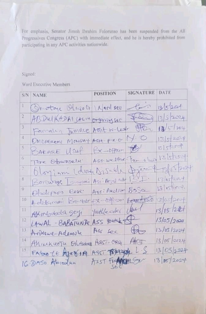 JUST IN: APC Suspends Jimoh lbrahim